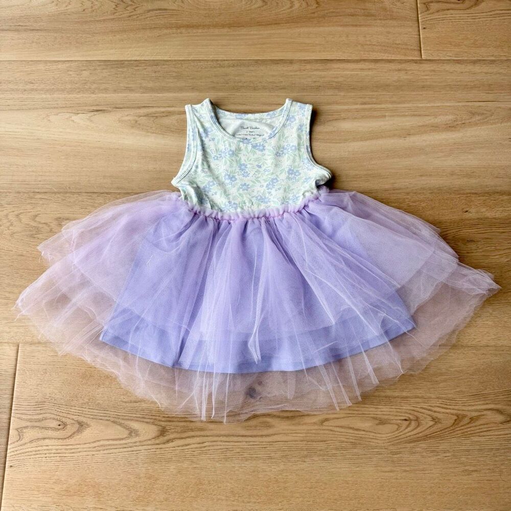 Sweet Bamboo Vintage Flower Purple Floral Tutu Dress Sleeveless Toddler 2T NWOT